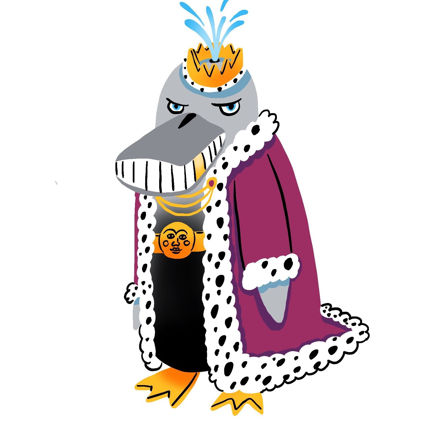 Wannabe — Midas Whale in wassie art style, whale-blue character with gold crown and Berachain energy